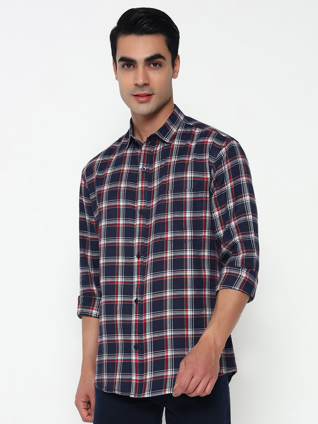 BUSCOTT Tartan Checked Long Sleeves Cotton Shirt