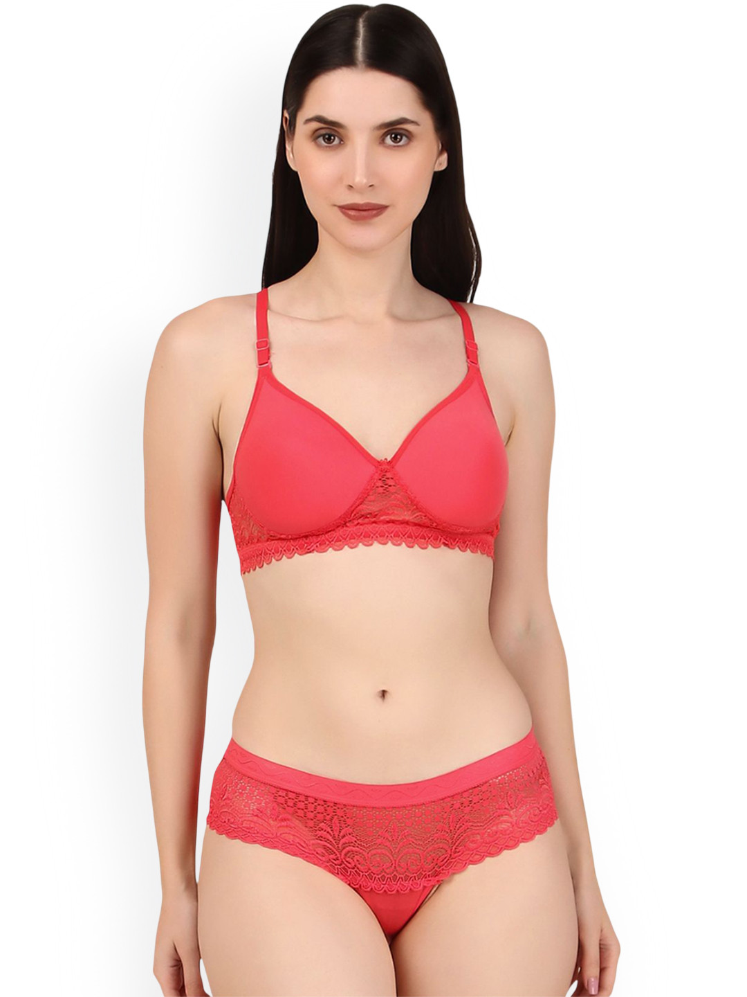 Calcados Cotton V Neck Lingerie Set chandni pink set-30
