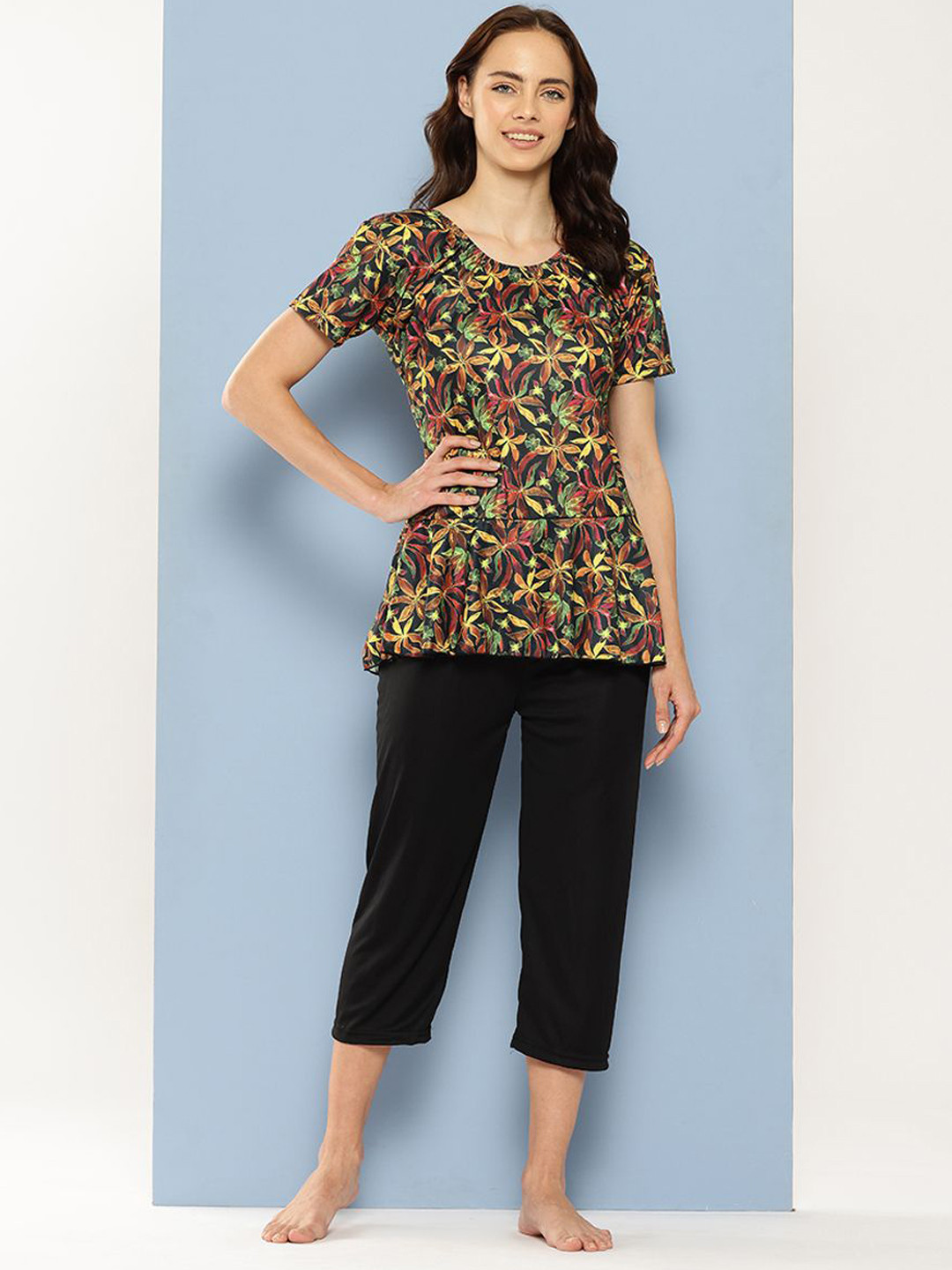 Aarika Printed Plus Size Swimming Dress With Cap