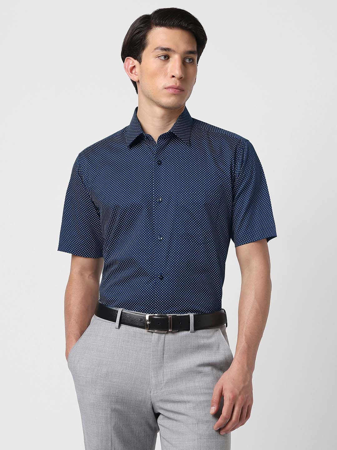 Van Heusen Micro Ditsy Printed Half Sleeves Pure Cotton Formal Shirt