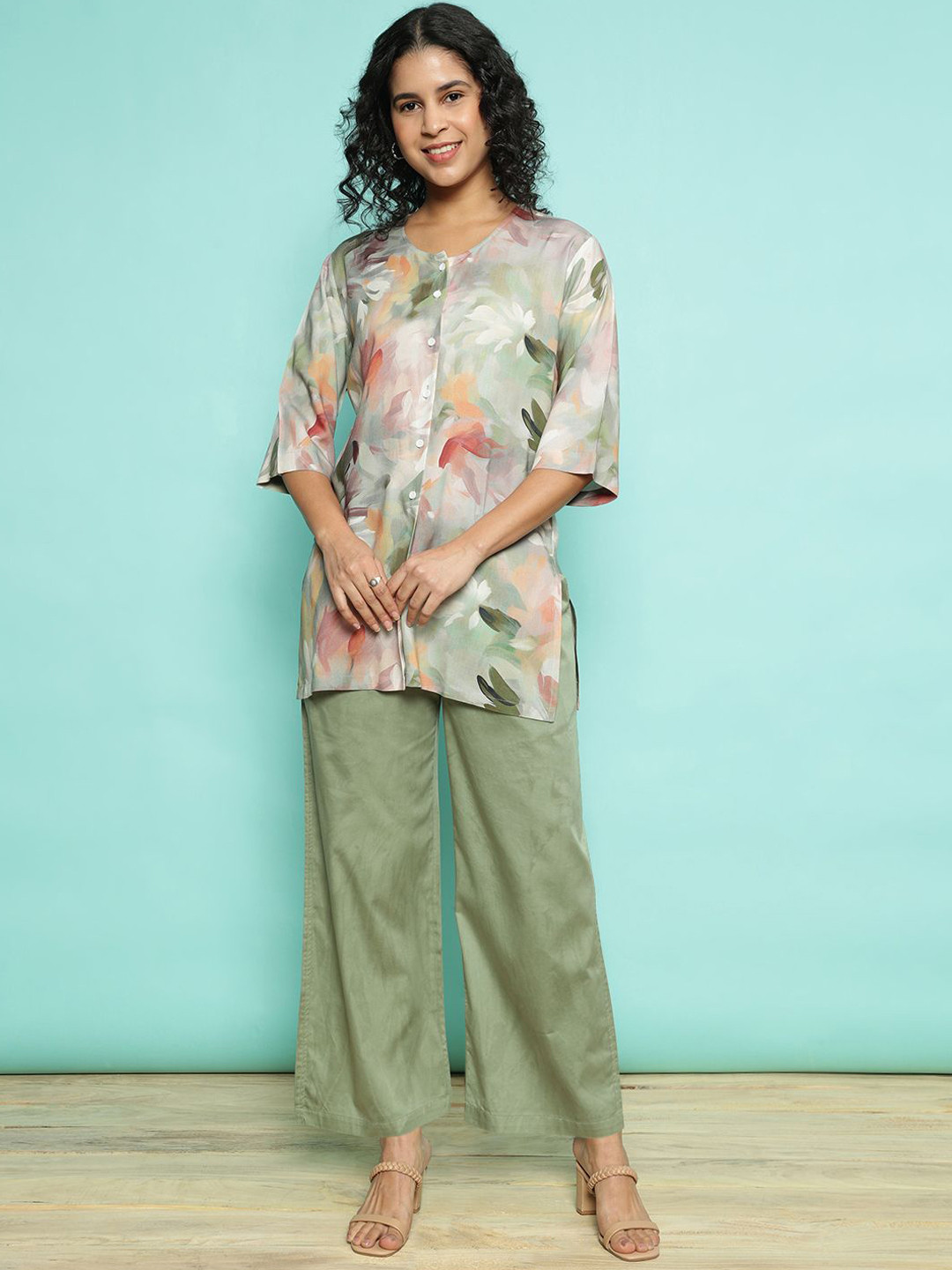 AC&F Printed Round Neck Tunic & Trousers Co-Ords
