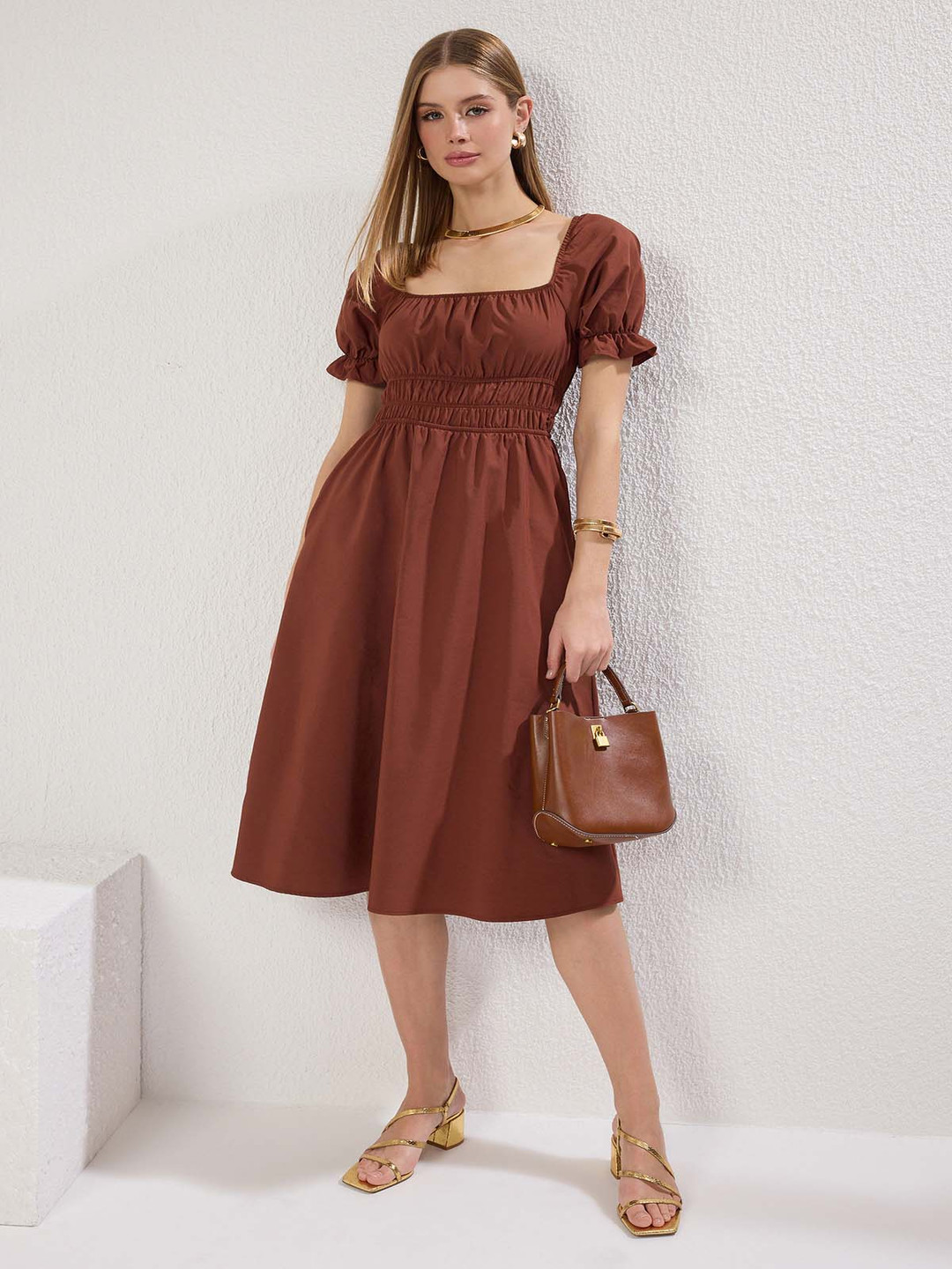 Trendyol Women Solid Empire Knee Length Dress