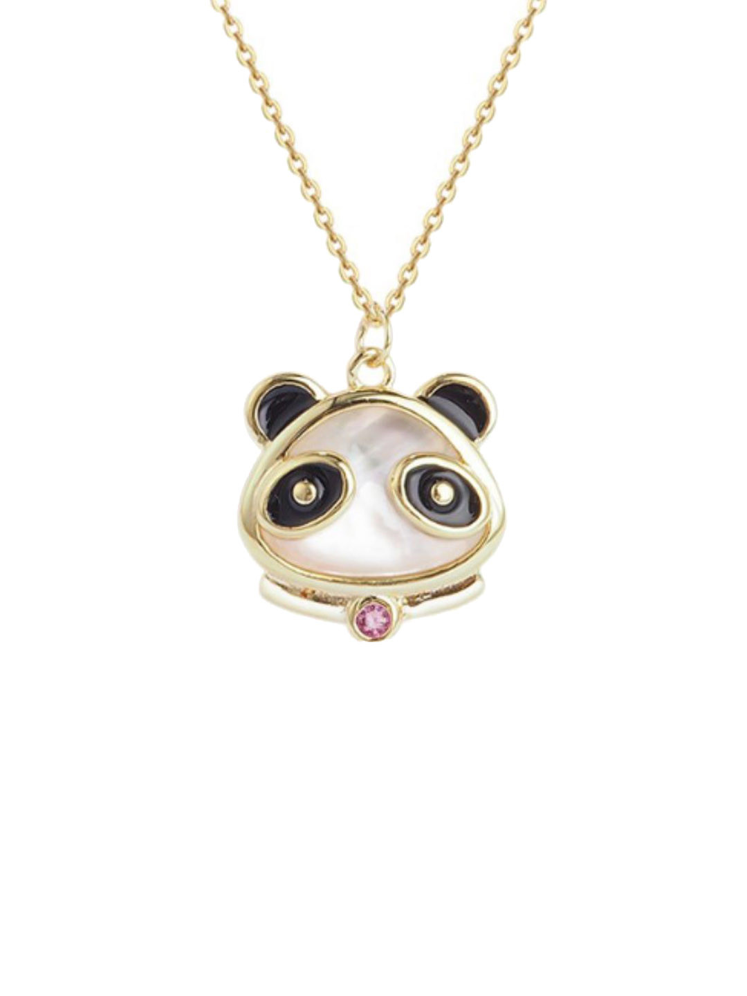 Bling Queen Cubic Zirconia Studded Panda Bear Charm Pendant With Clavicle Chain