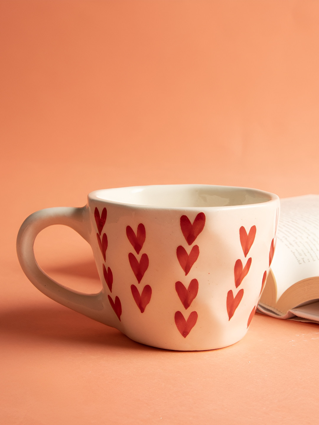 THE WHITE SPACE LIVING Cottage Core with Yellow Roof Hut White Conversational Ceramic Handmade Mug-220ml