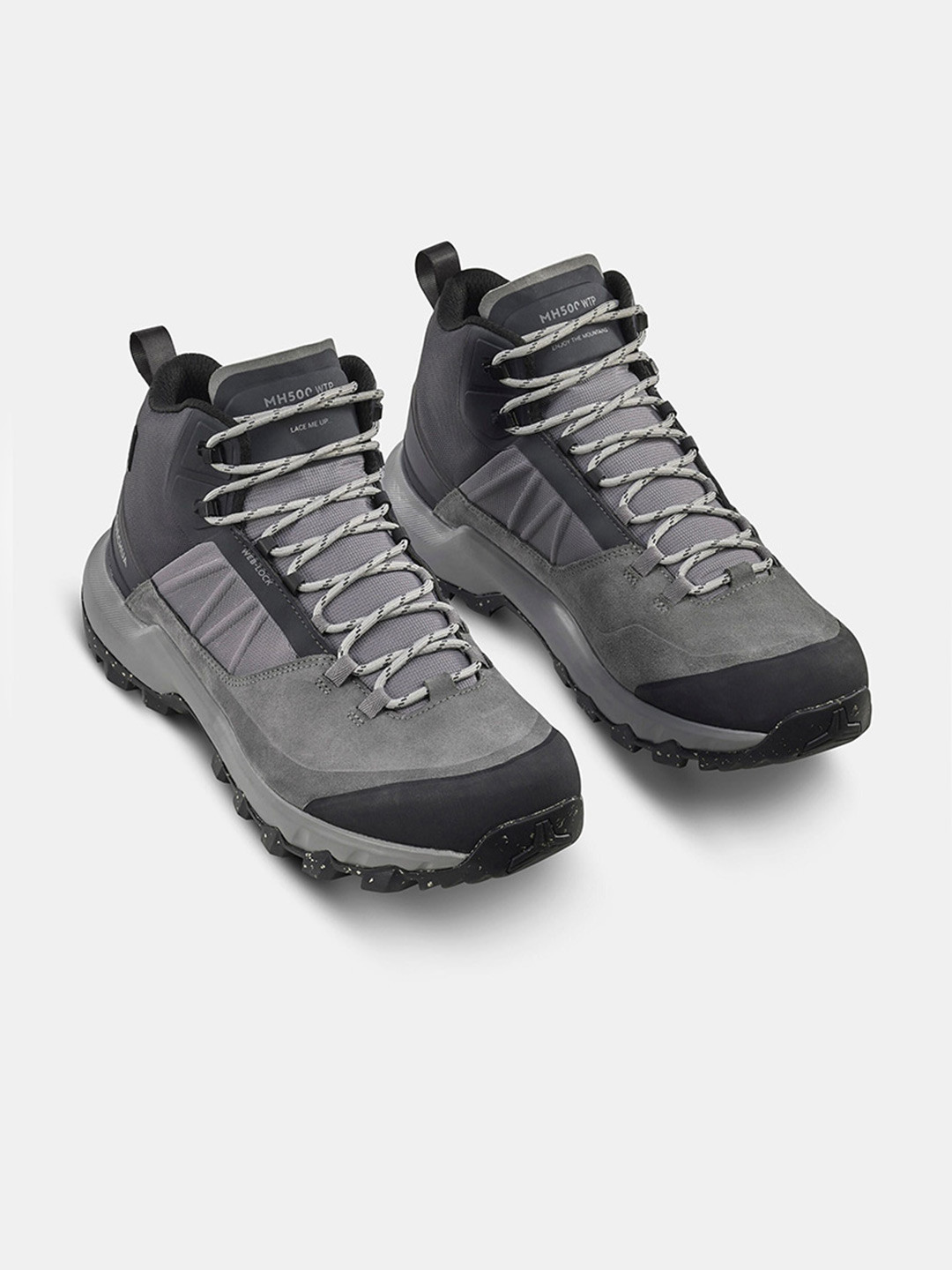 Decathlon QUECHUA Men Waterproof Hiking Shoes Mid Ankle With Cushion Comfort Grey