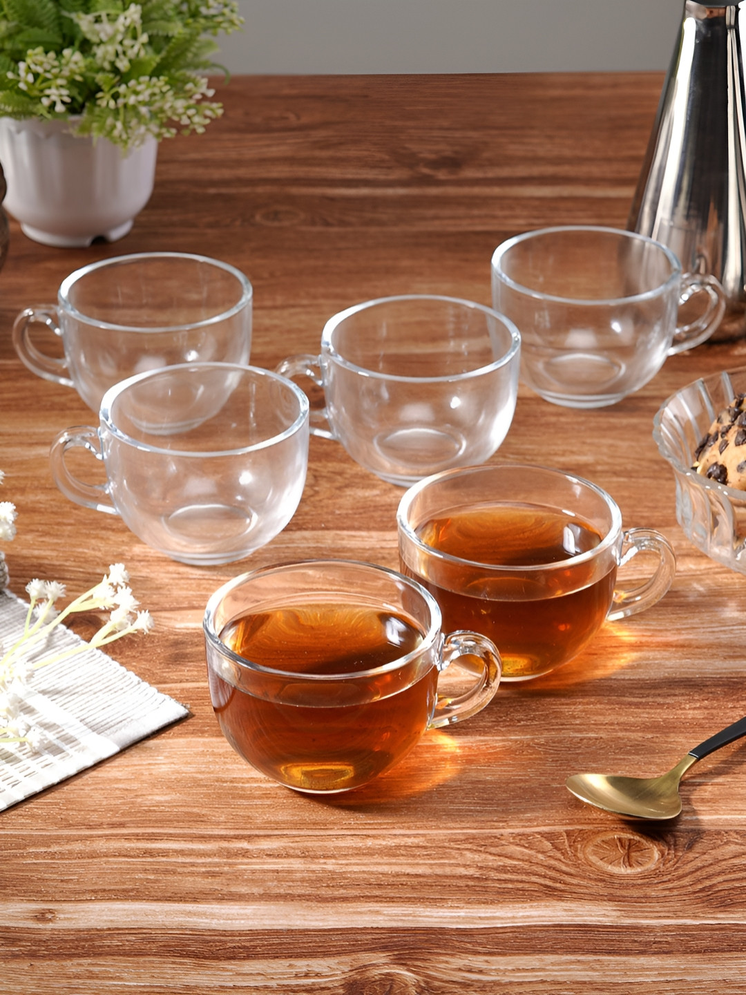 CDI Fluted Transparent Glass Handmade 6 Piece Mugs-150ml