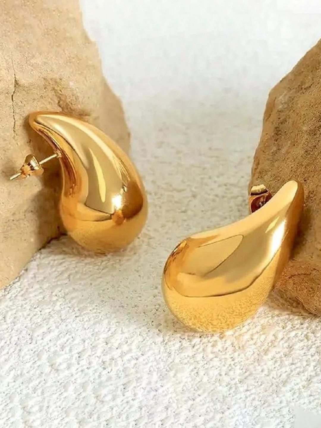 Brijsun Gold Plated Teardrop Shaped Studs