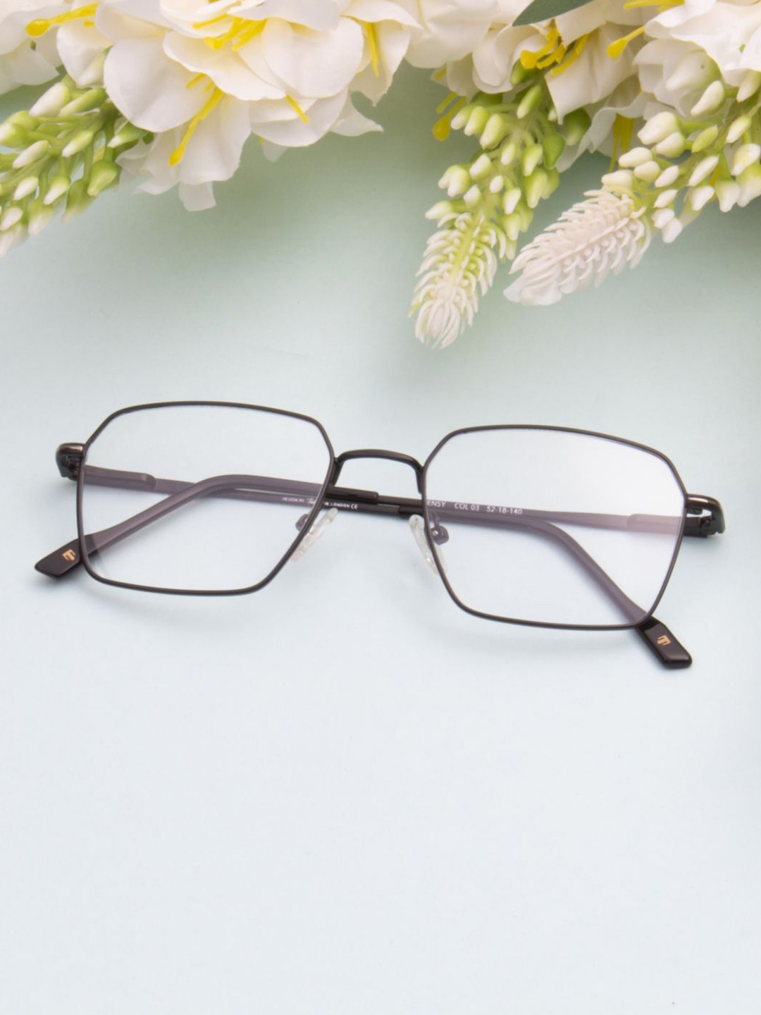 Ted Smith Unisex Metal Square Black Full Rim Frames