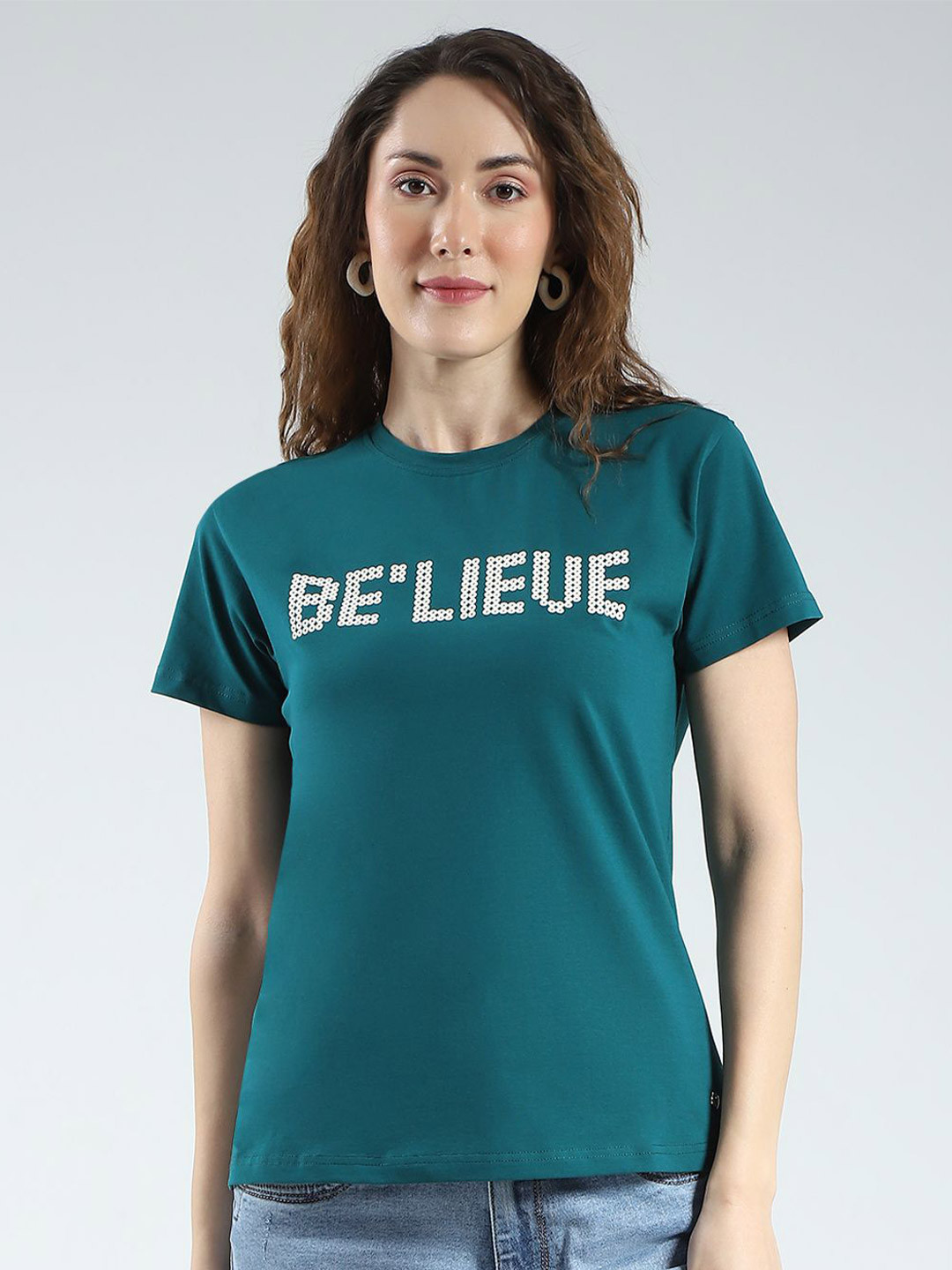 Monte Carlo Women 1Typography Printed Regular  Top