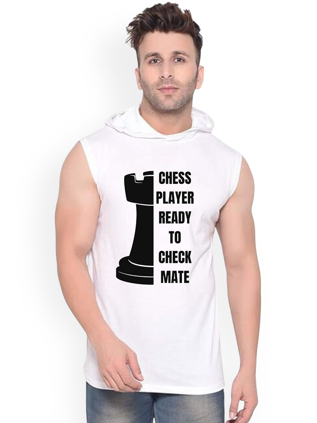 Fashnobic Chess Player Printed Innerwear Gym Vest  K_Print-255_gym_vest White M