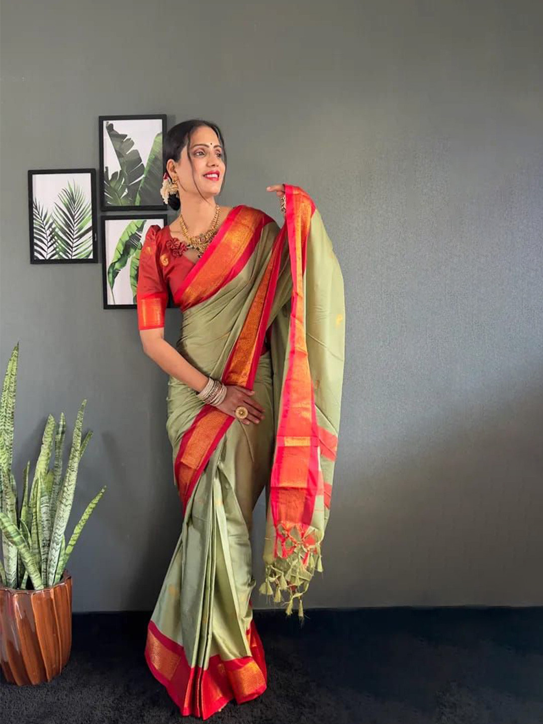 A S CREATION Zari  Designer Kanjeevaram Saree