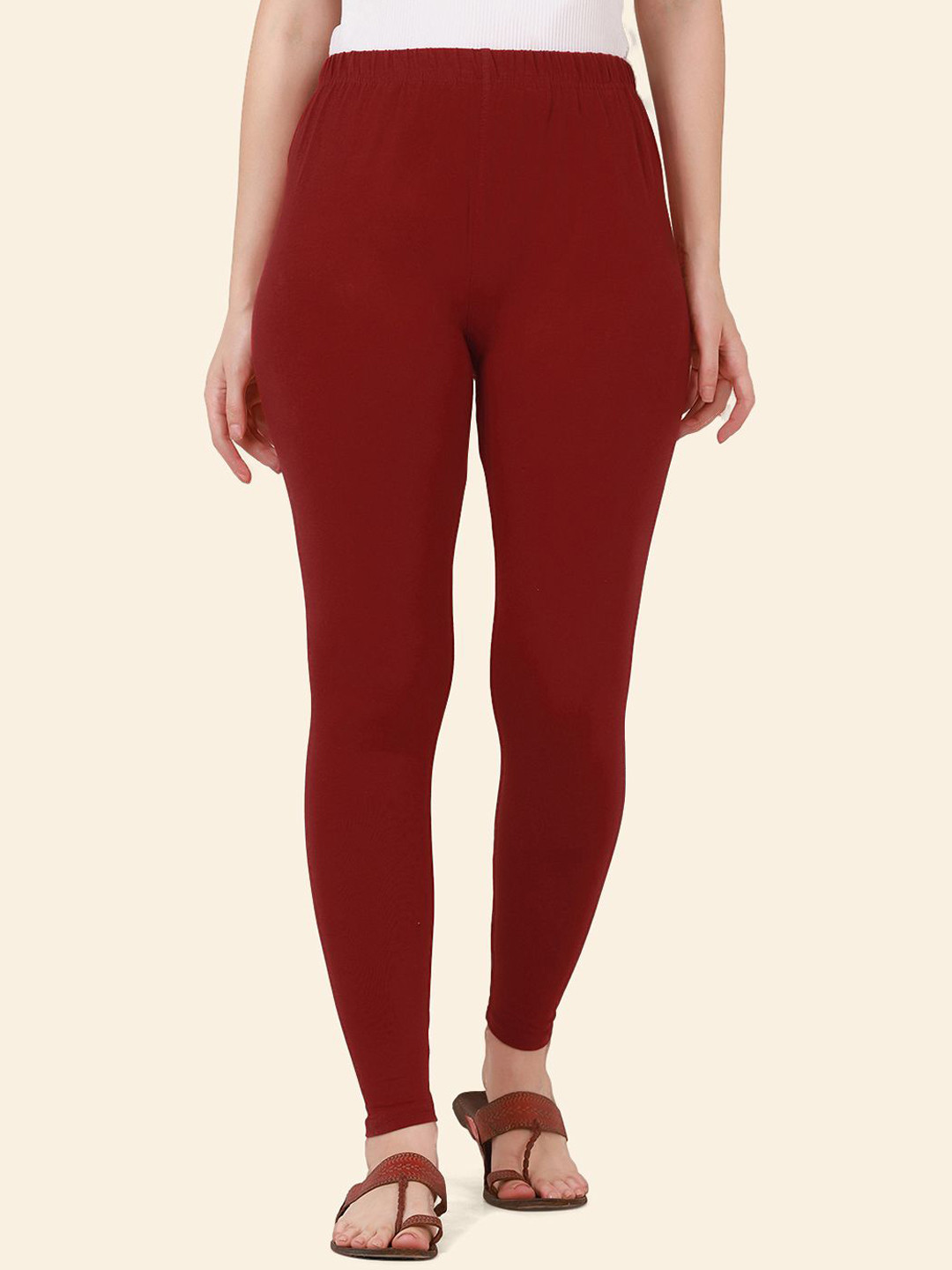 QIOA 4-Way Stretch Pure Cotton Ankle Length Leggings