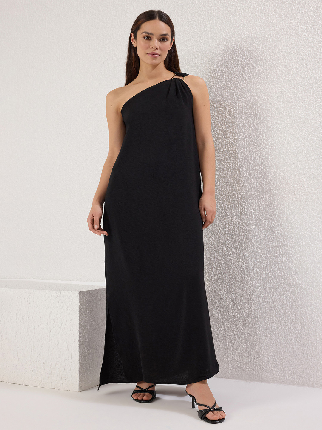 Trendyol Women One Shoulder Sleeveless Slits Detail Maxi Dress