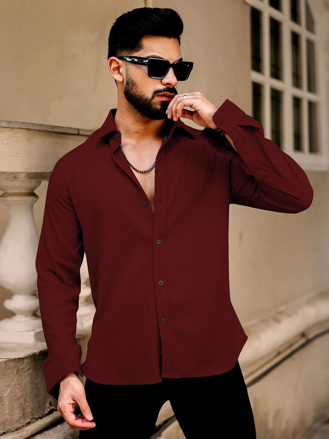SZN Men Solid Standard Casual Shirt