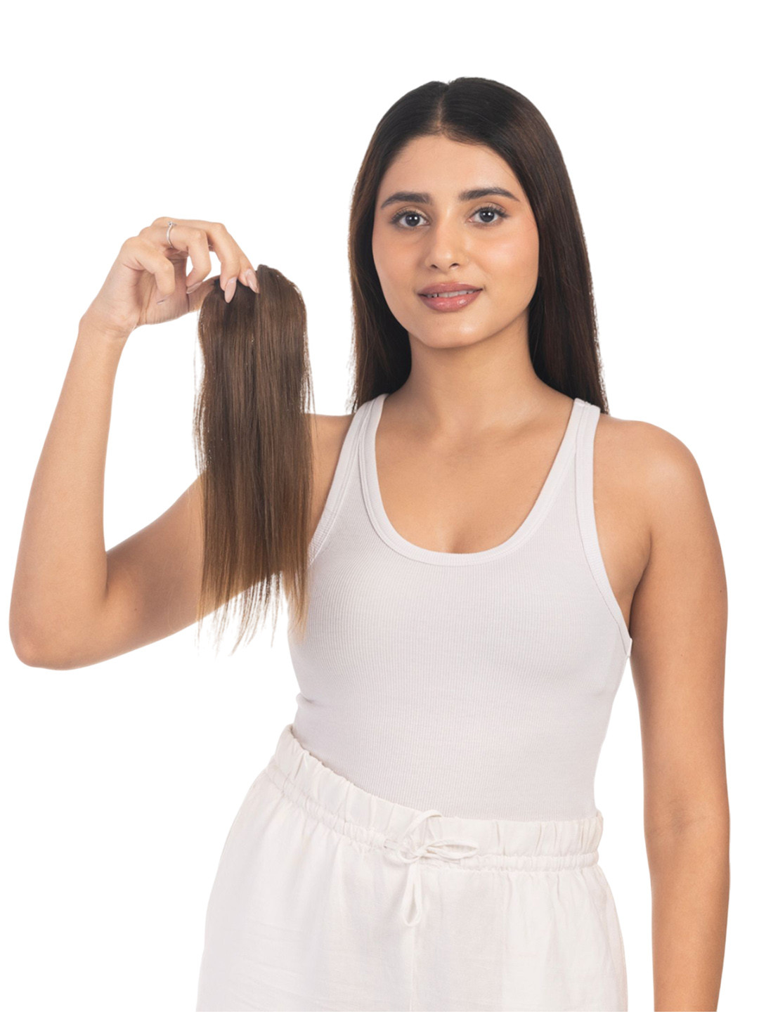 HAIRJOY 1 Clip Invisible Hair Patch Extension Instant Volume Chocolate Brown 20 Inches