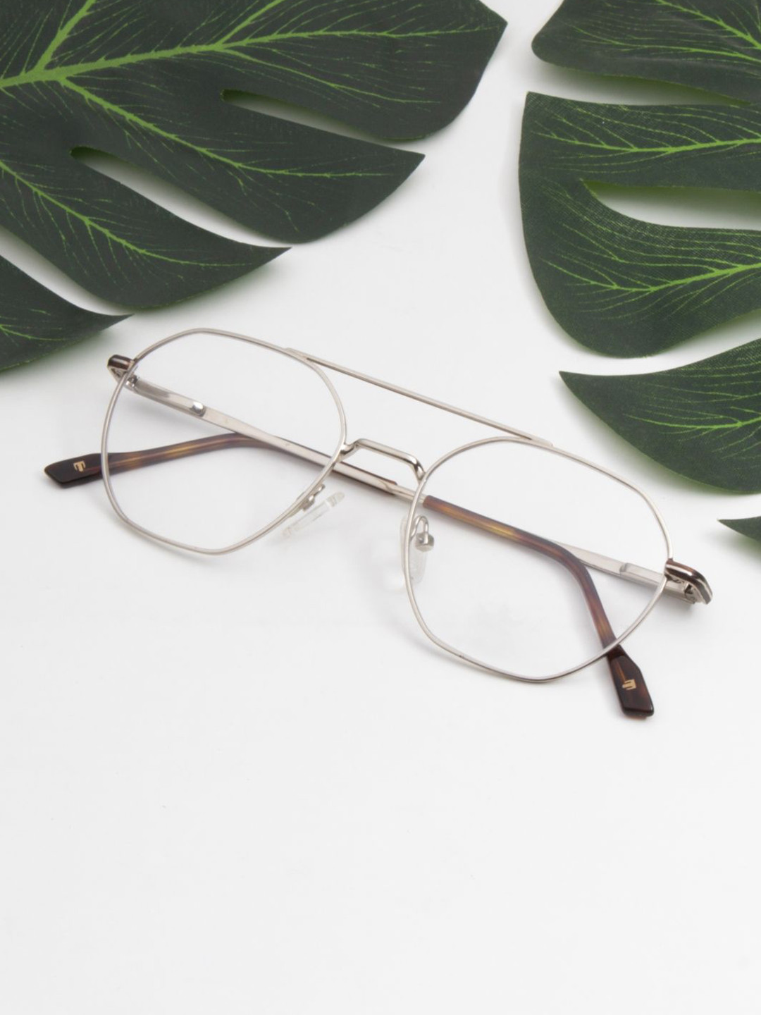 Ted Smith Unisex Metal Aviator Silver Full Rim Frames
