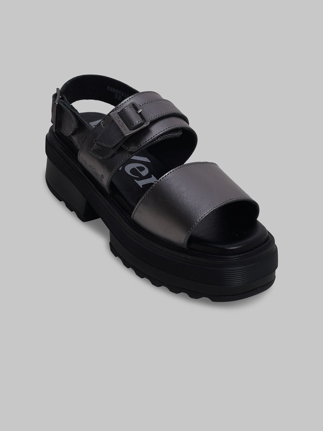 Kickers Leather Platform Sandals with Buckles