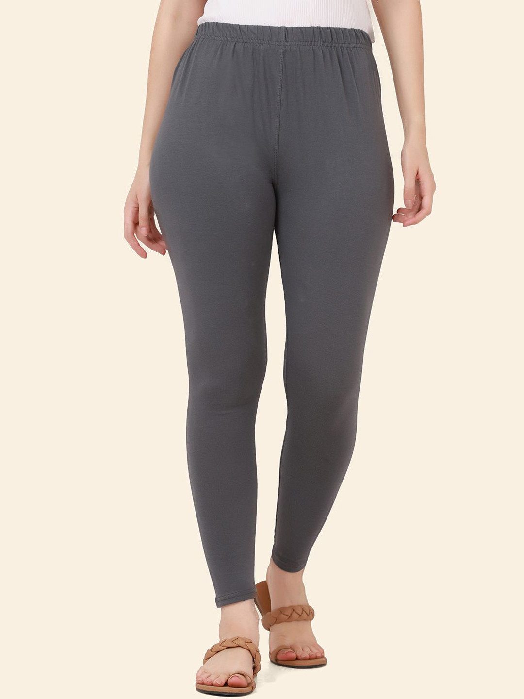 QIOA 4-Way Stretch Pure Cotton Ankle Length Leggings