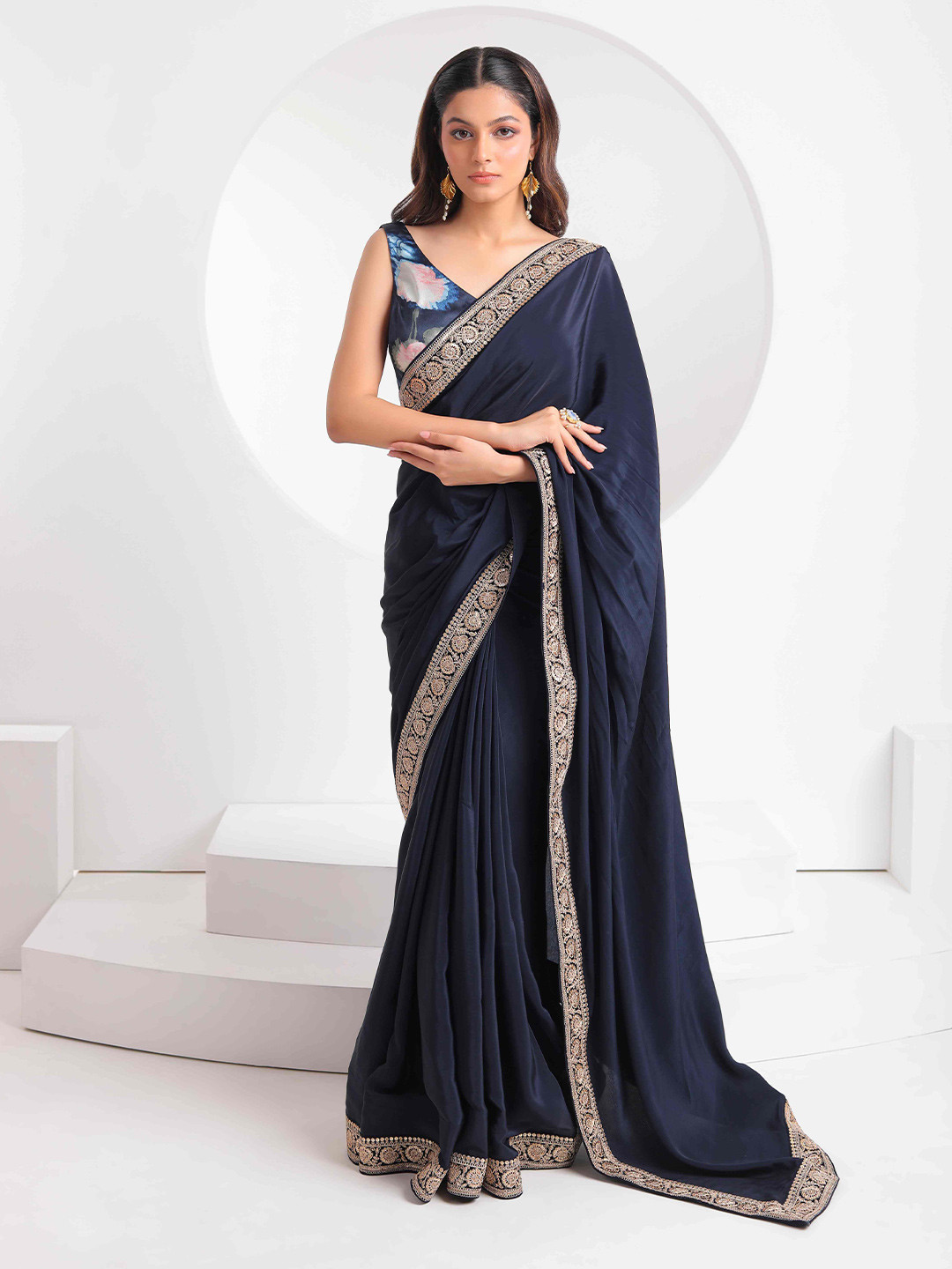 The Front Row Beads and Stones Pure Crepe Saree