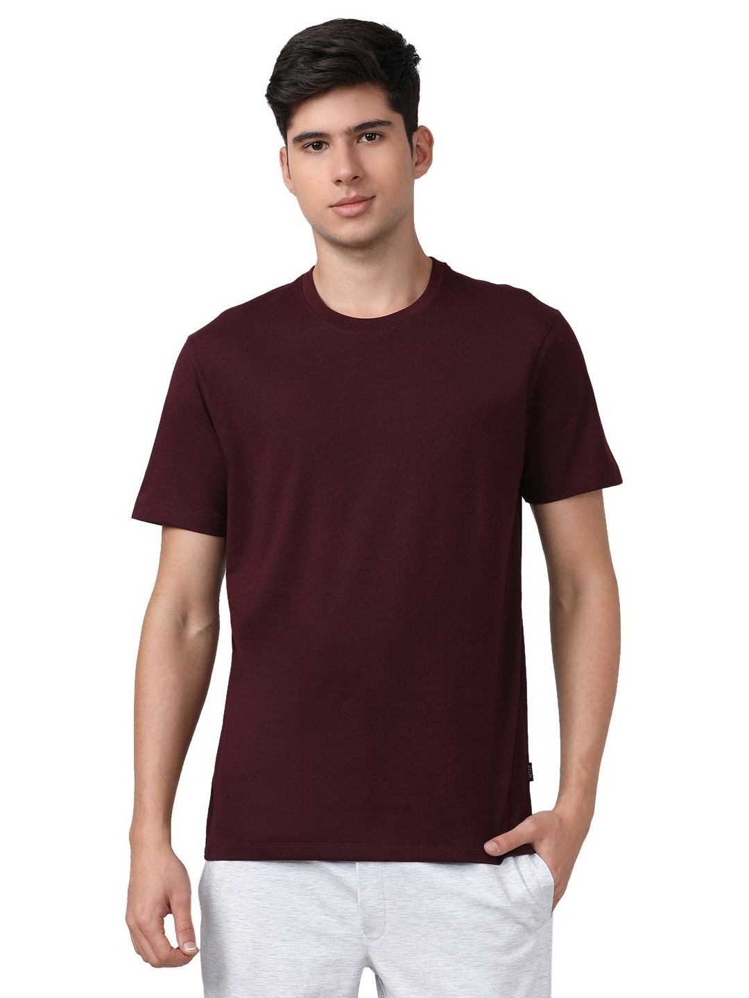 FCUK Cotton Solid Round Neck Short Sleeves Regular Fit T-Shirt