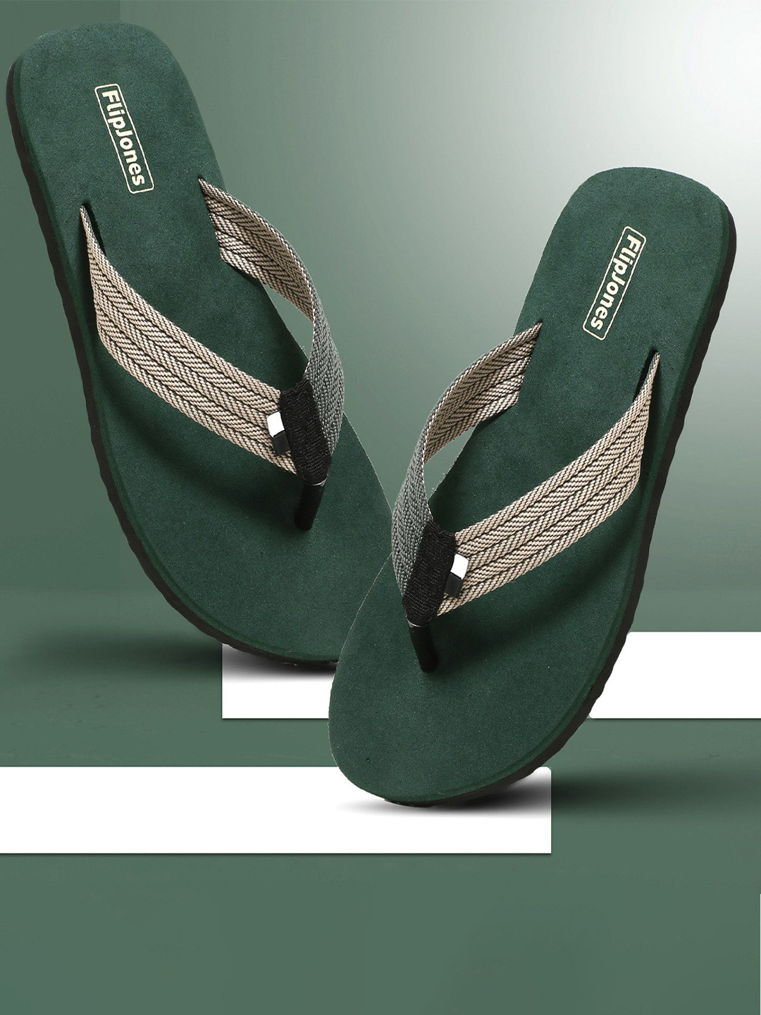 FLIPJONES Unisex Thong Flip Flops With Herringbone Pattern Straps