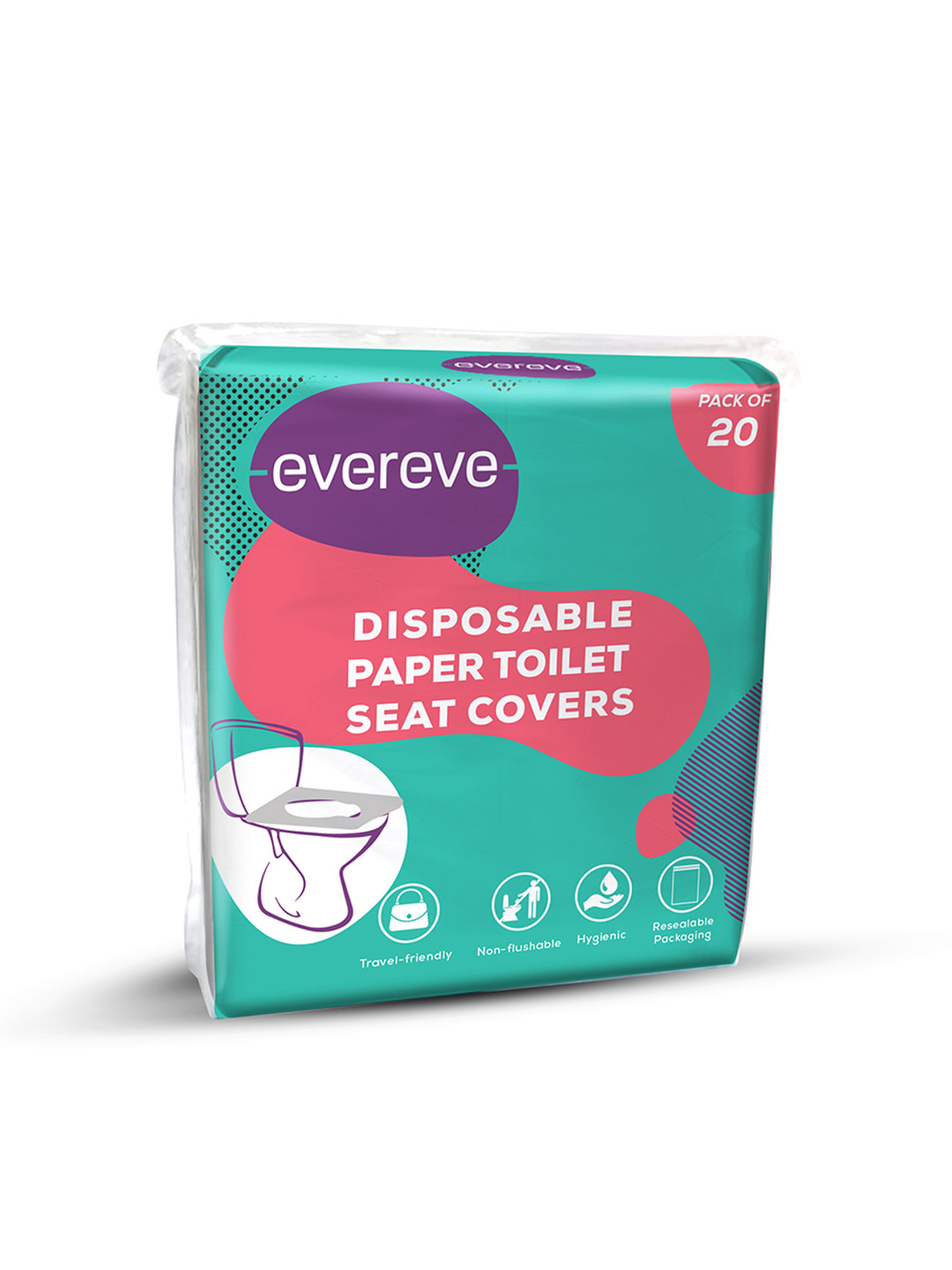 EverEve Comfortable & Easy to Use Disposable Paper Toilet Seat Covers - 20 Sheets