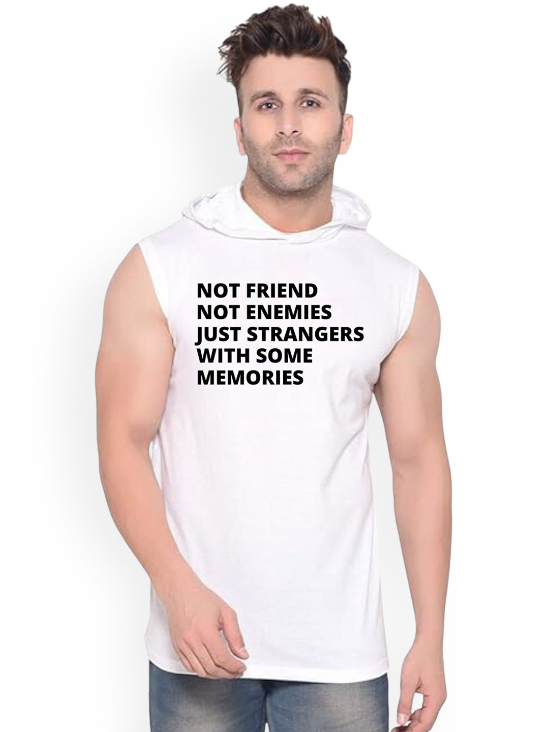 Fashnobic Not Friend Printed Innerwear Gym Vest  K_Print-274_gym_vest White M