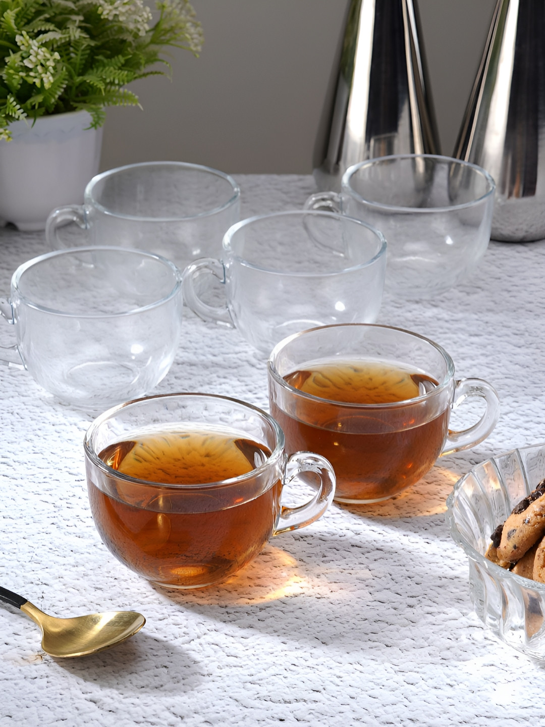 Aura Couple Goals Transparent Glass Microwave Safe 6 Piece Mugs-150ml