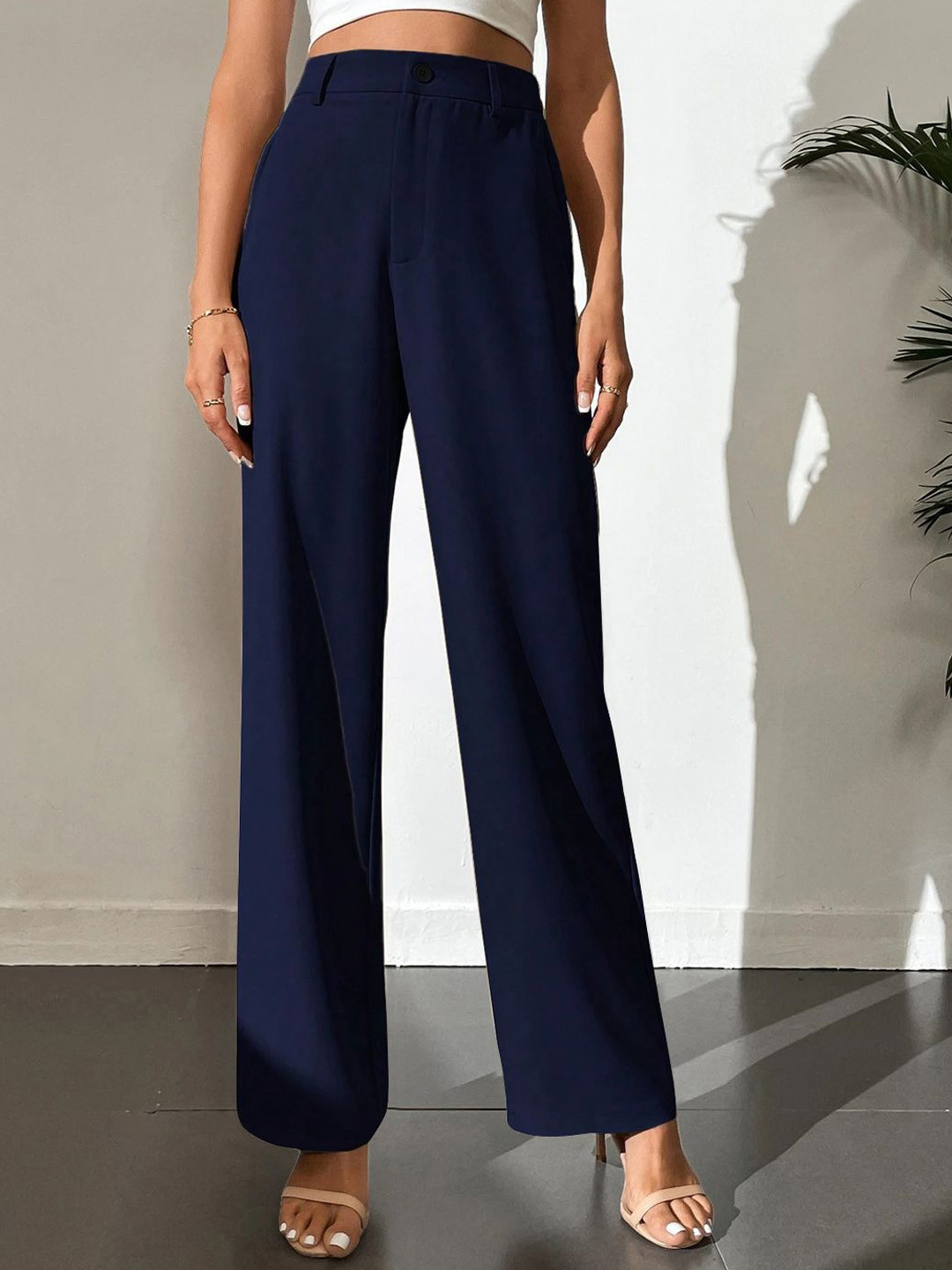 TOOCHKI Women Relaxed Straight Leg High-Rise Loose Fit Wide Leg Trousers