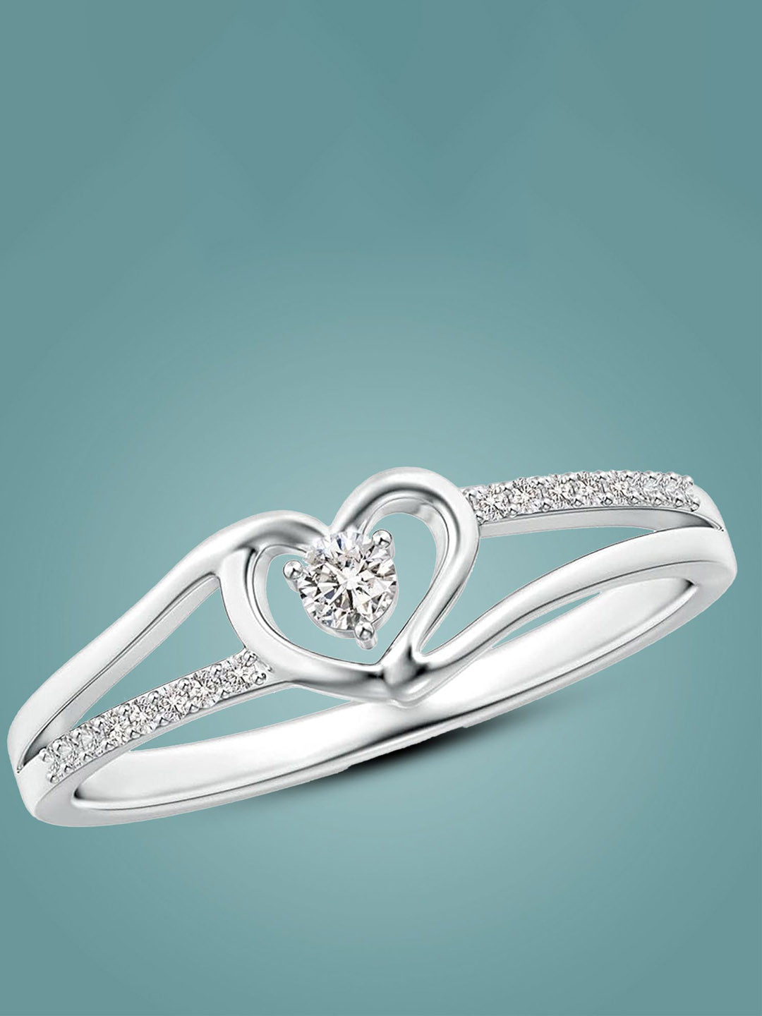 Meadows 925 Sterling Silver Silver-Plated Stone Studded Adjustable Finger Ring