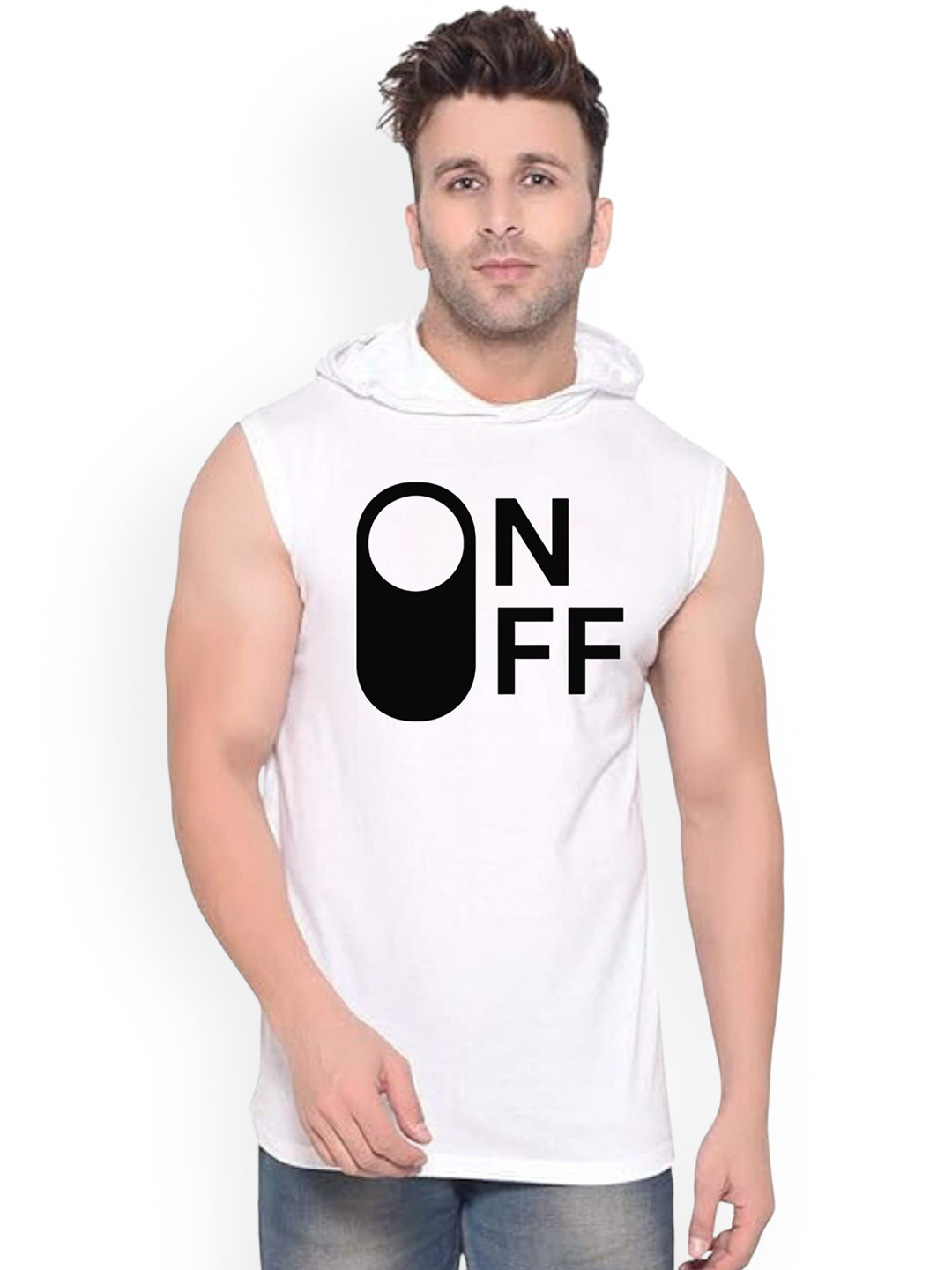 Fashnobic On Off Printed Innerwear Gym Vest  K_Print-219_gym_vest White M