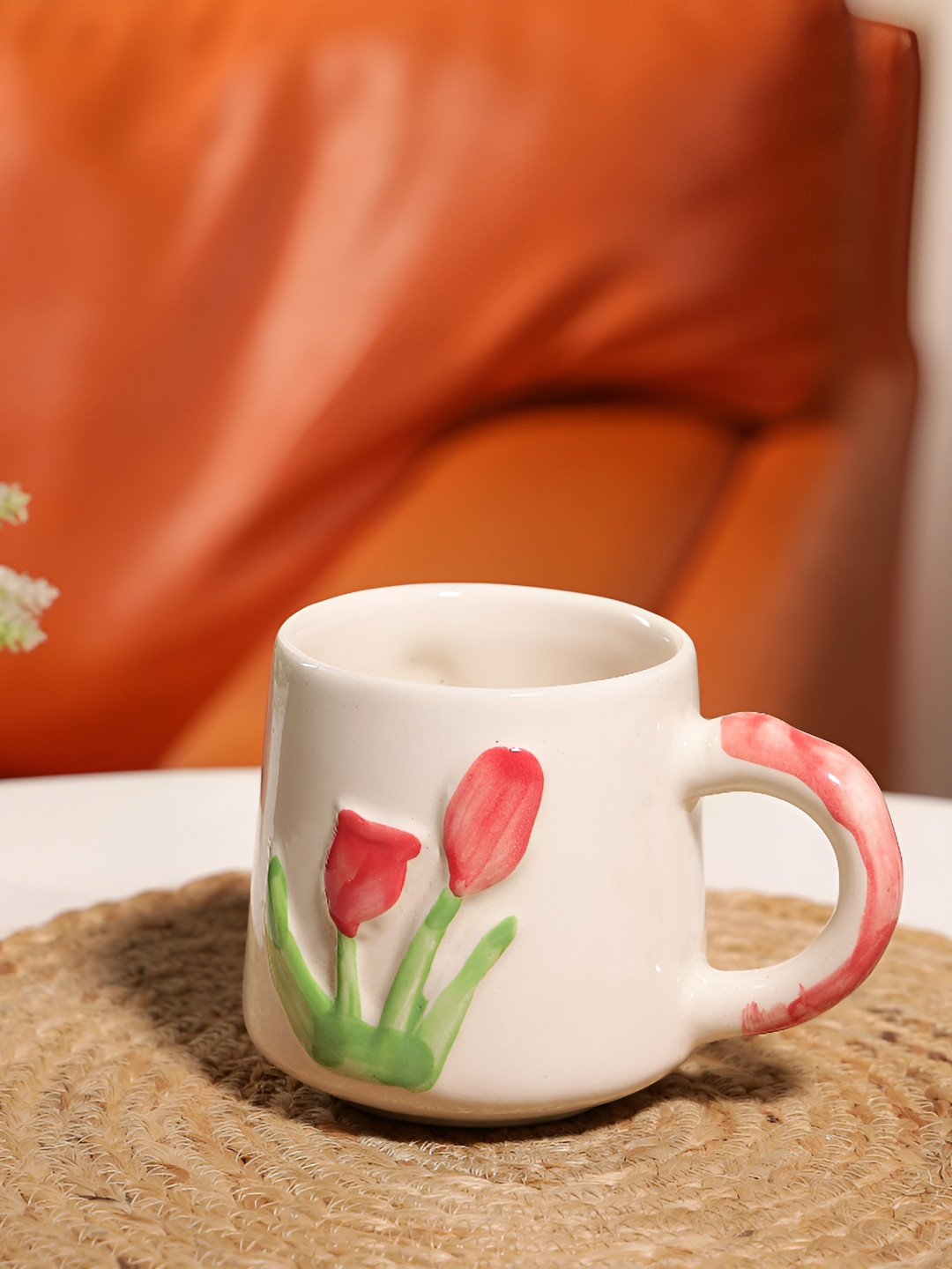 THE WHITE SPACE LIVING New Modern Design Pink Floral Ceramic Microwave Safe Mug-300ml