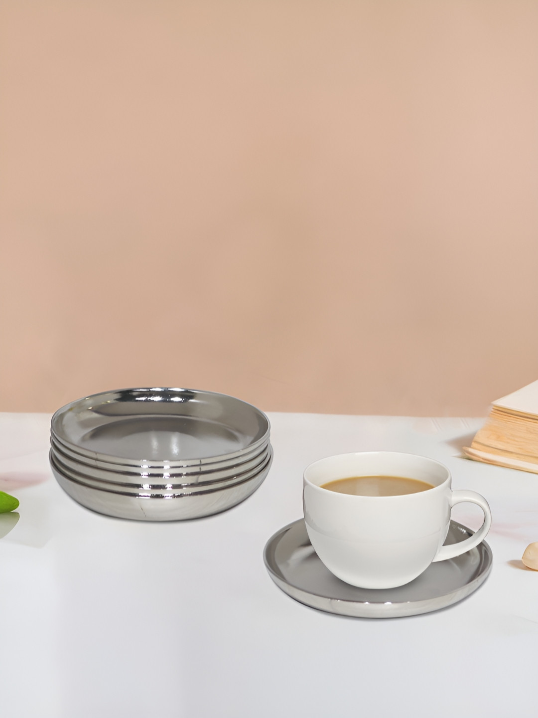 Metalsmith Set Of 6 Silver-Toned Round Metal Coasters