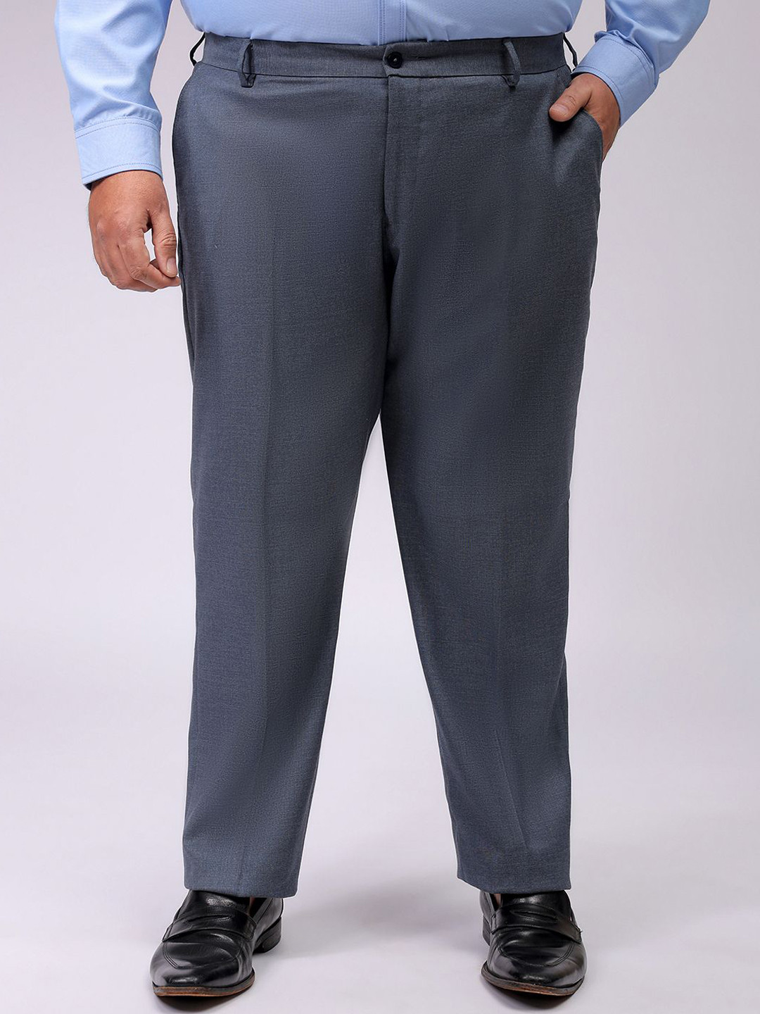 Hardsoda by The Indian Men Solid Self Design Formal Trousers