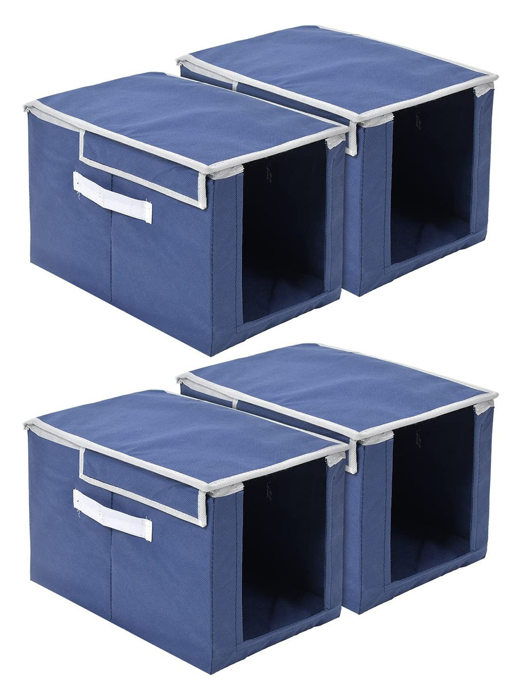Kuber Industries Navy Blue 4 Pieces Multi-Utility Organisers With Carrying Handle & Lid
