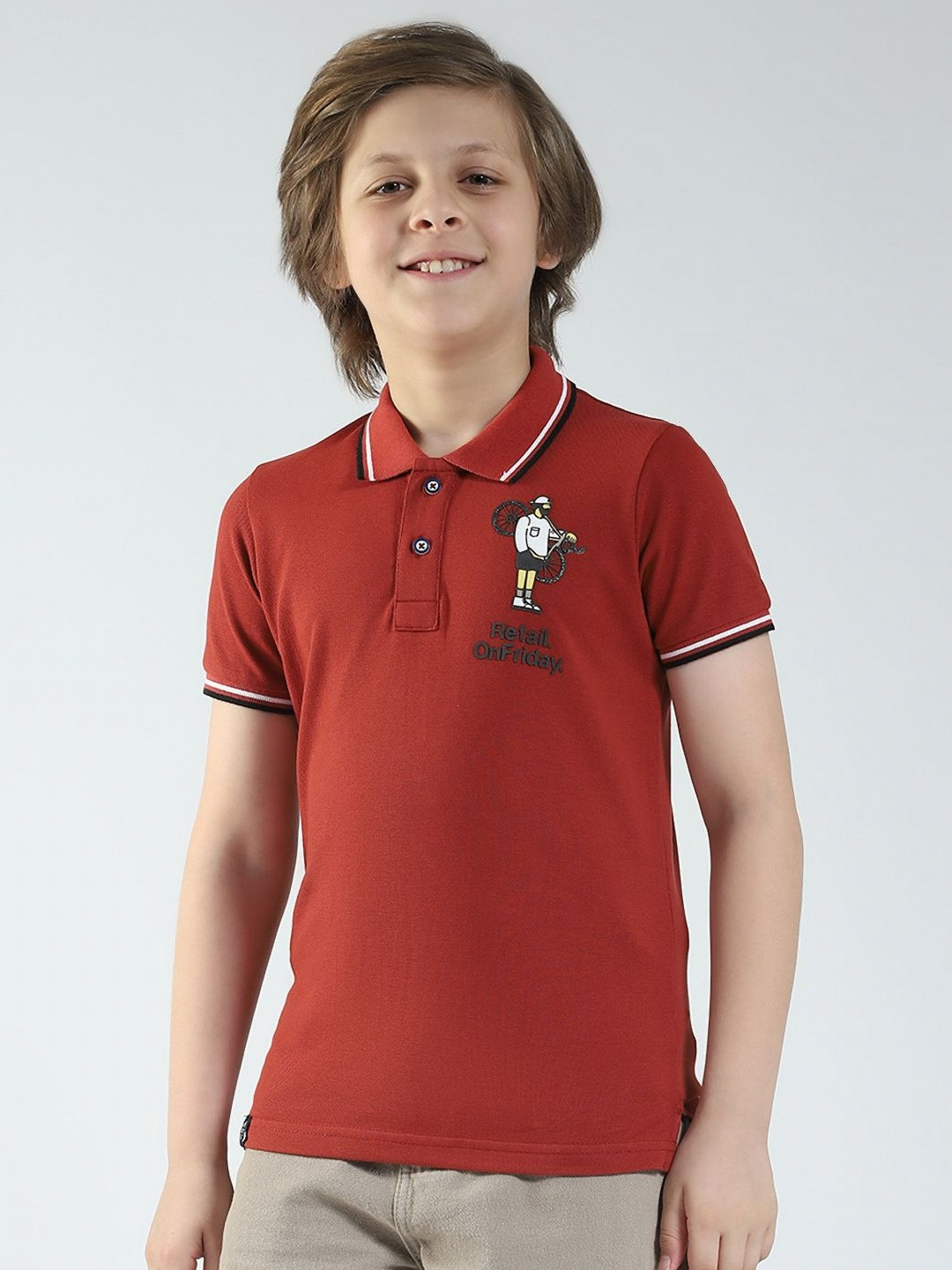 Monte Carlo Boy's Polo Collar Pure Cotton T-shirt