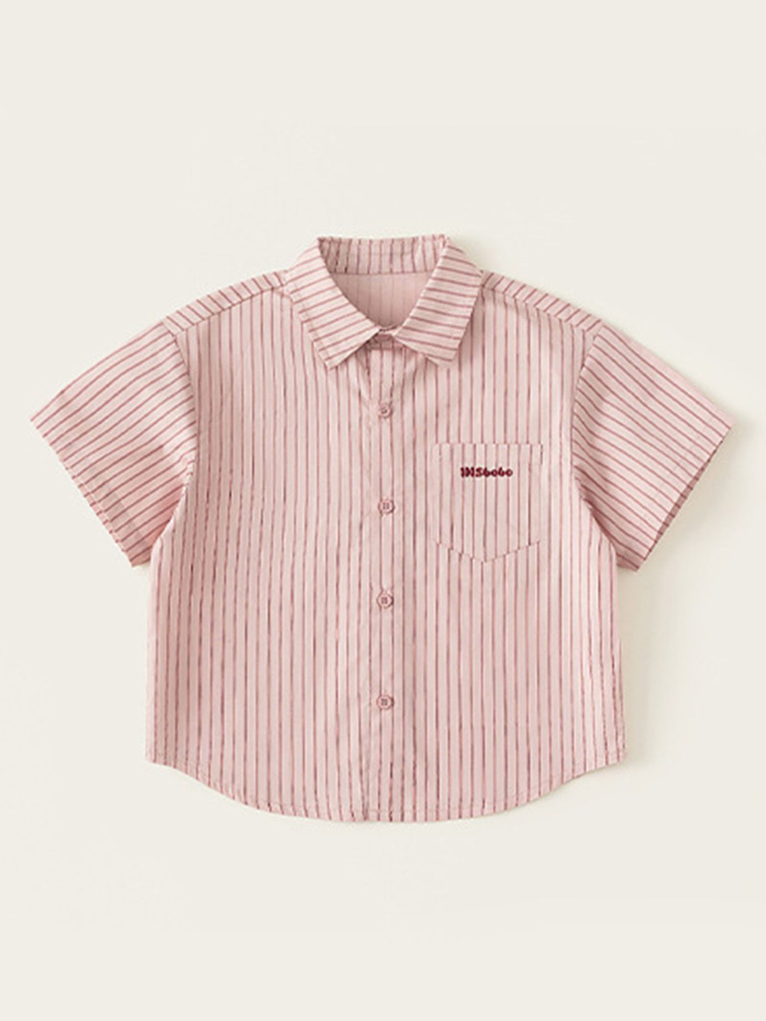 LULU & SKY Boys Striped Regular Fit Short Sleeve Spread Collar Shirt