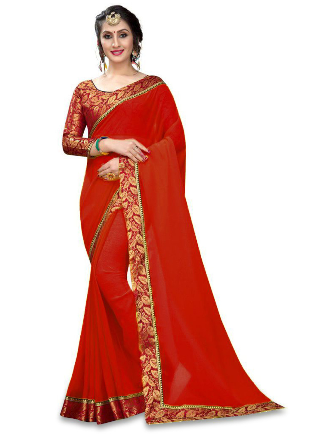 limtd Woven Design Border Pure Georgette Saree With Blouse Piece