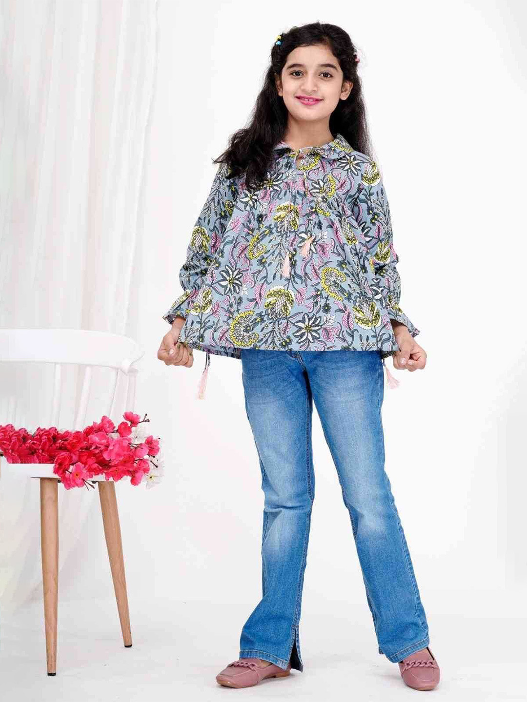 DMP FASHION Floral Print Cotton Top