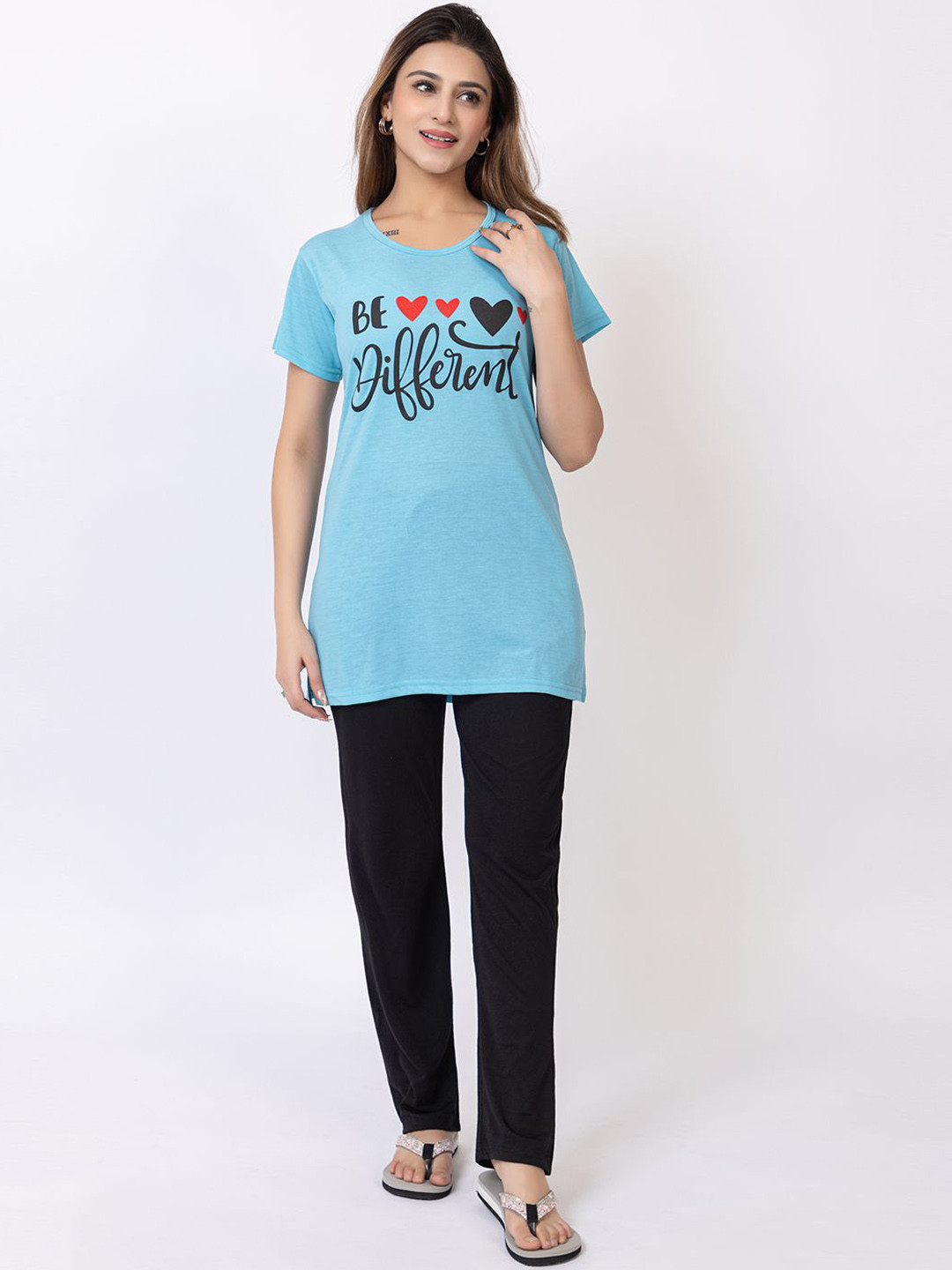 BUFFARO Typographic Printed Pure Cotton T-shirt And Pyjamas