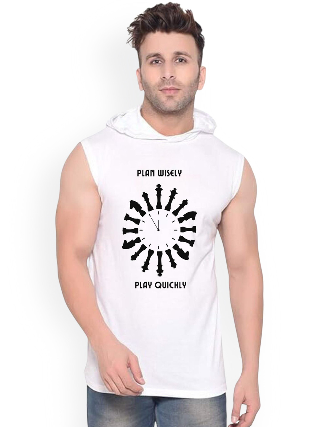 Fashnobic Men Play Wisely Printed Gym Vest