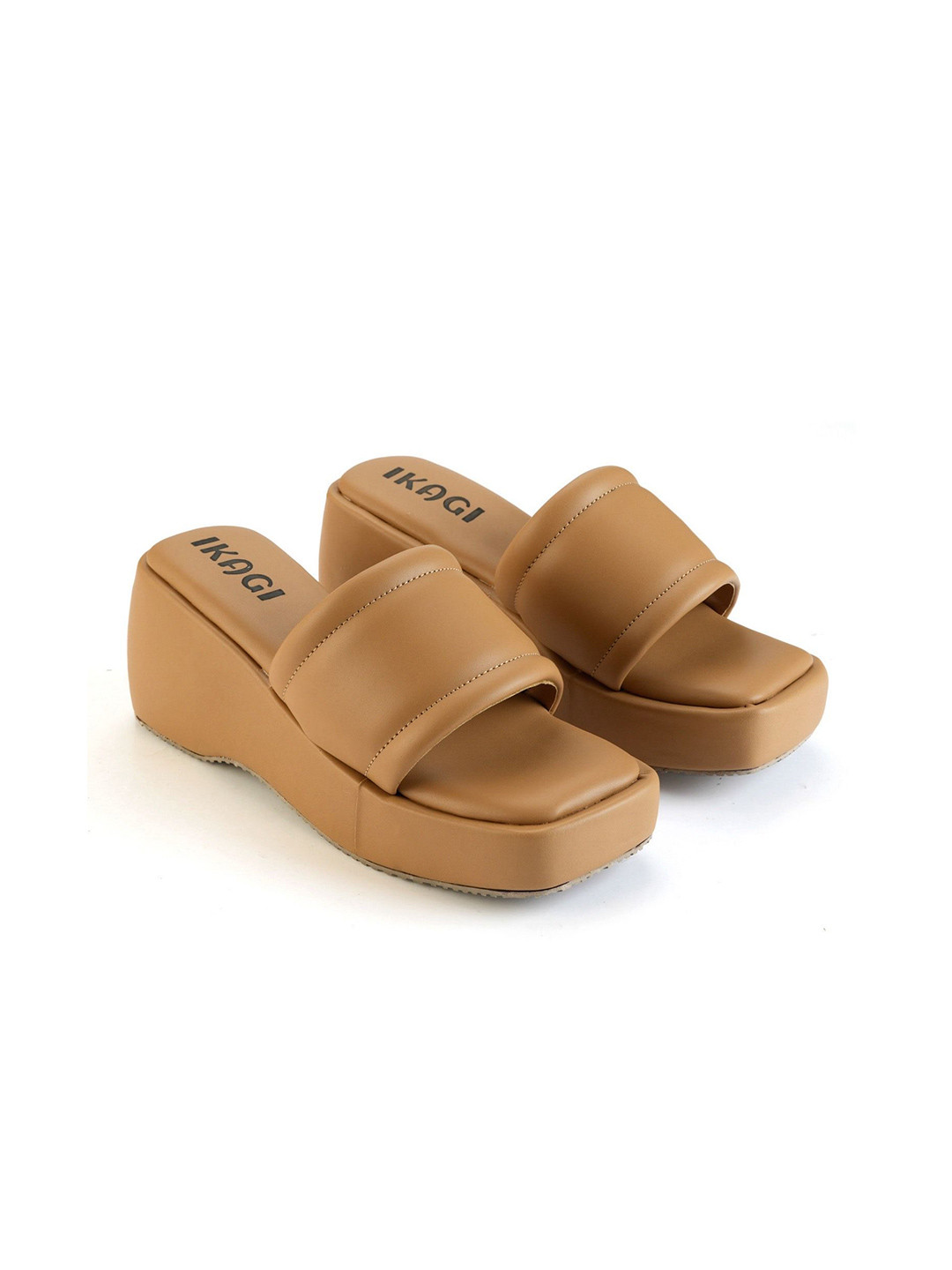 IKAGI Women Square Toe Comfot Wedge Heels