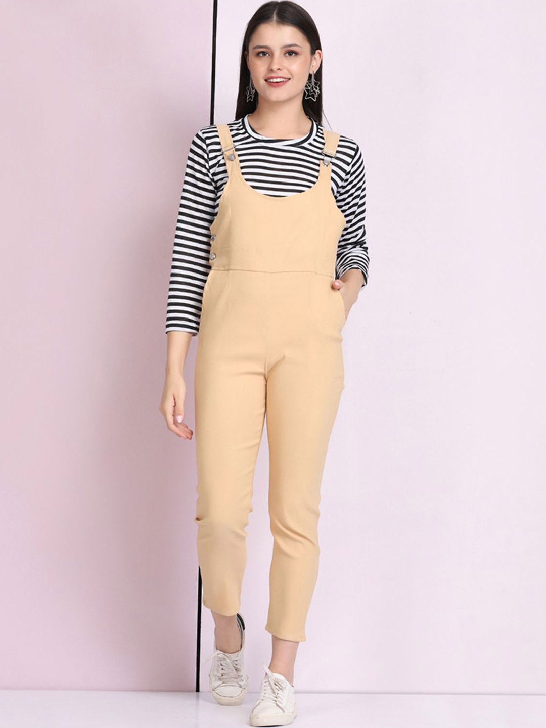 QIOA Dungaree With Striped T-Shirt