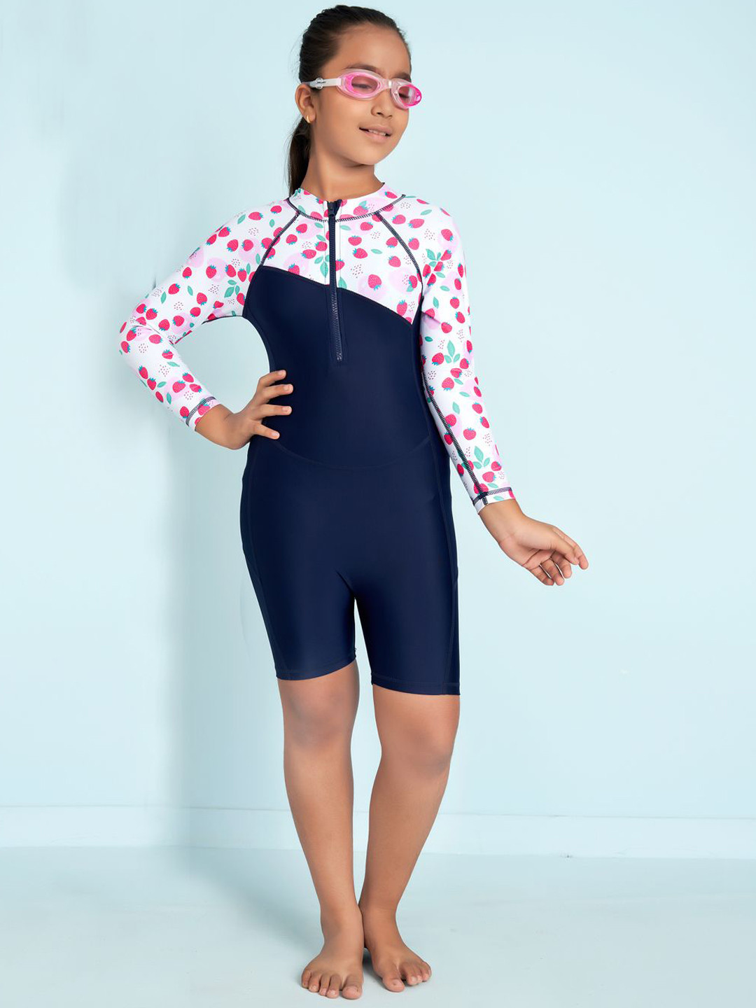 Aarika Girls Cartoon Printed Round Neck Legsuit
