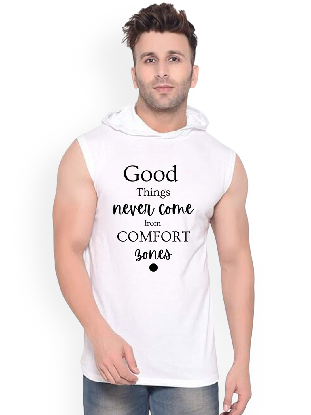 Fashnobic Good Things Printed Innerwear Gym Vest K_Print-292_gym_vest White M