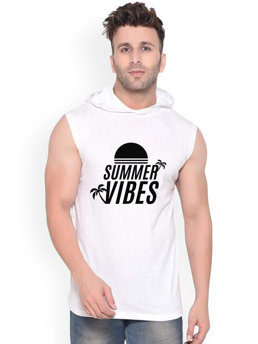 Fashnobic Summer Vibes Printed Innerwear Gym Vest  K_Print-300_gym_vest White M