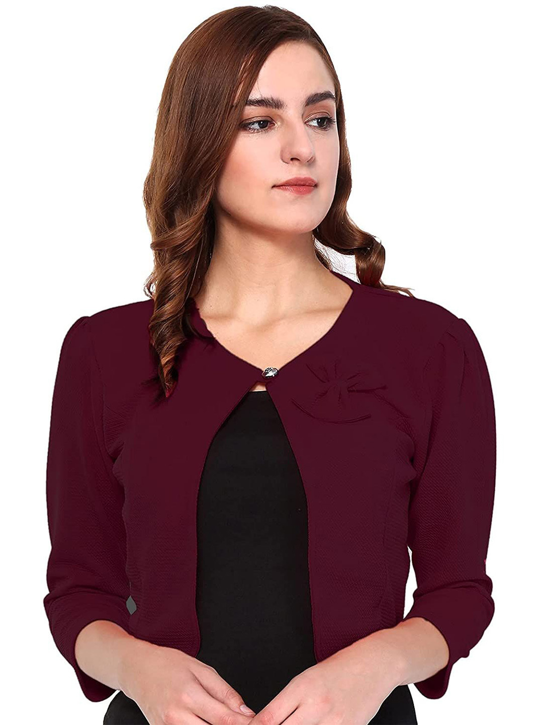 Moda Rapido Keyhole Neck Open Front Crop Shrug