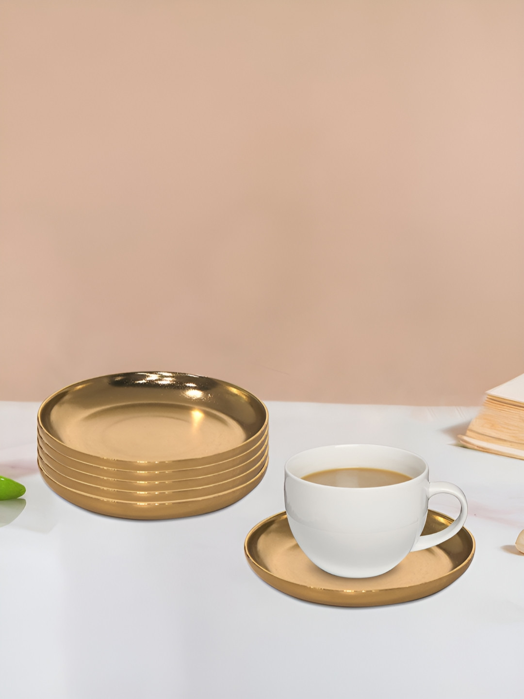 Metalsmith Pack Of 6 Round Metal Coasters For Tea Cups, Glasses And Dining Table