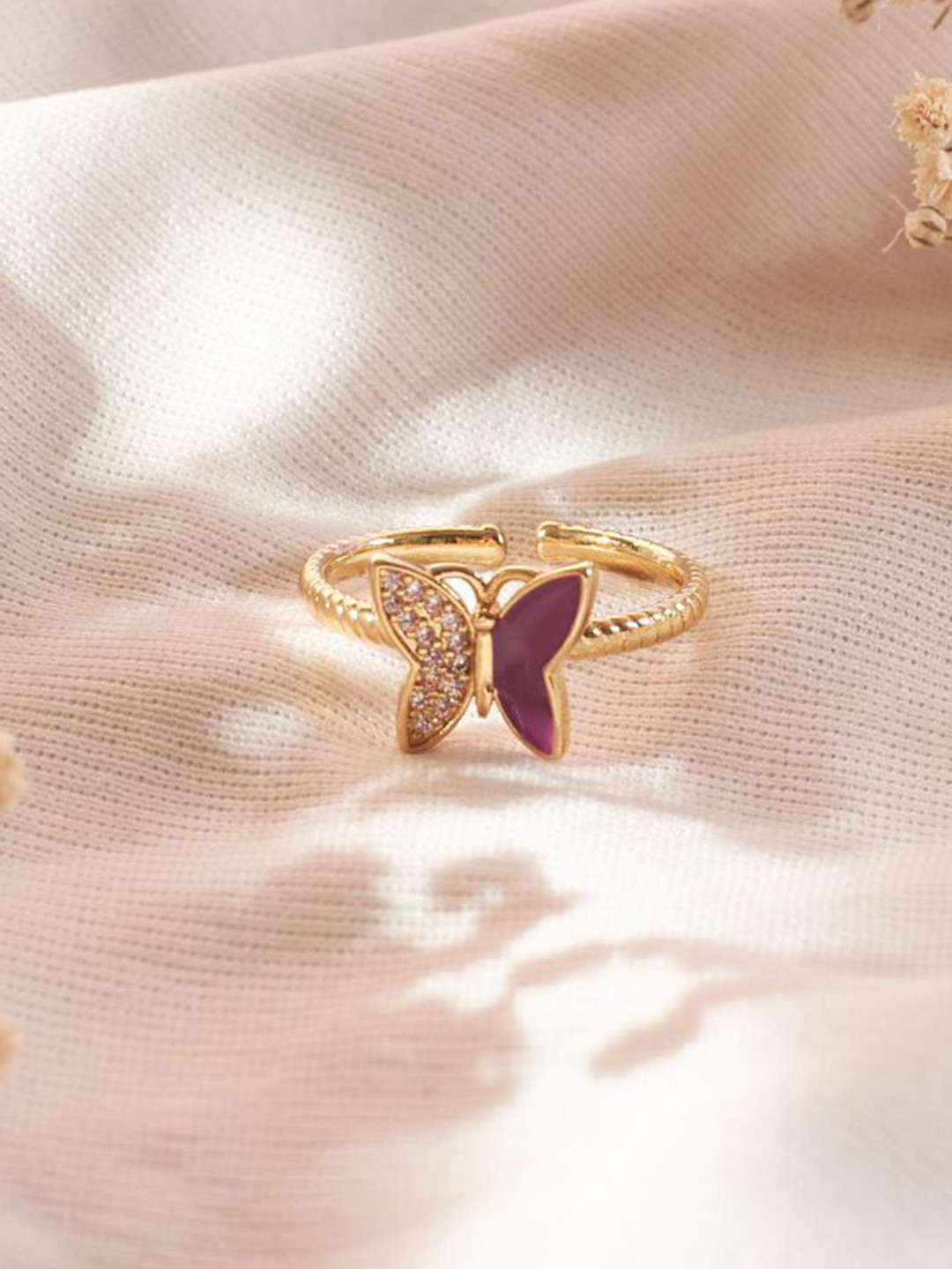 SALTY Lilac Fantasy Butterfly Stylish Adjustable Finger Ring