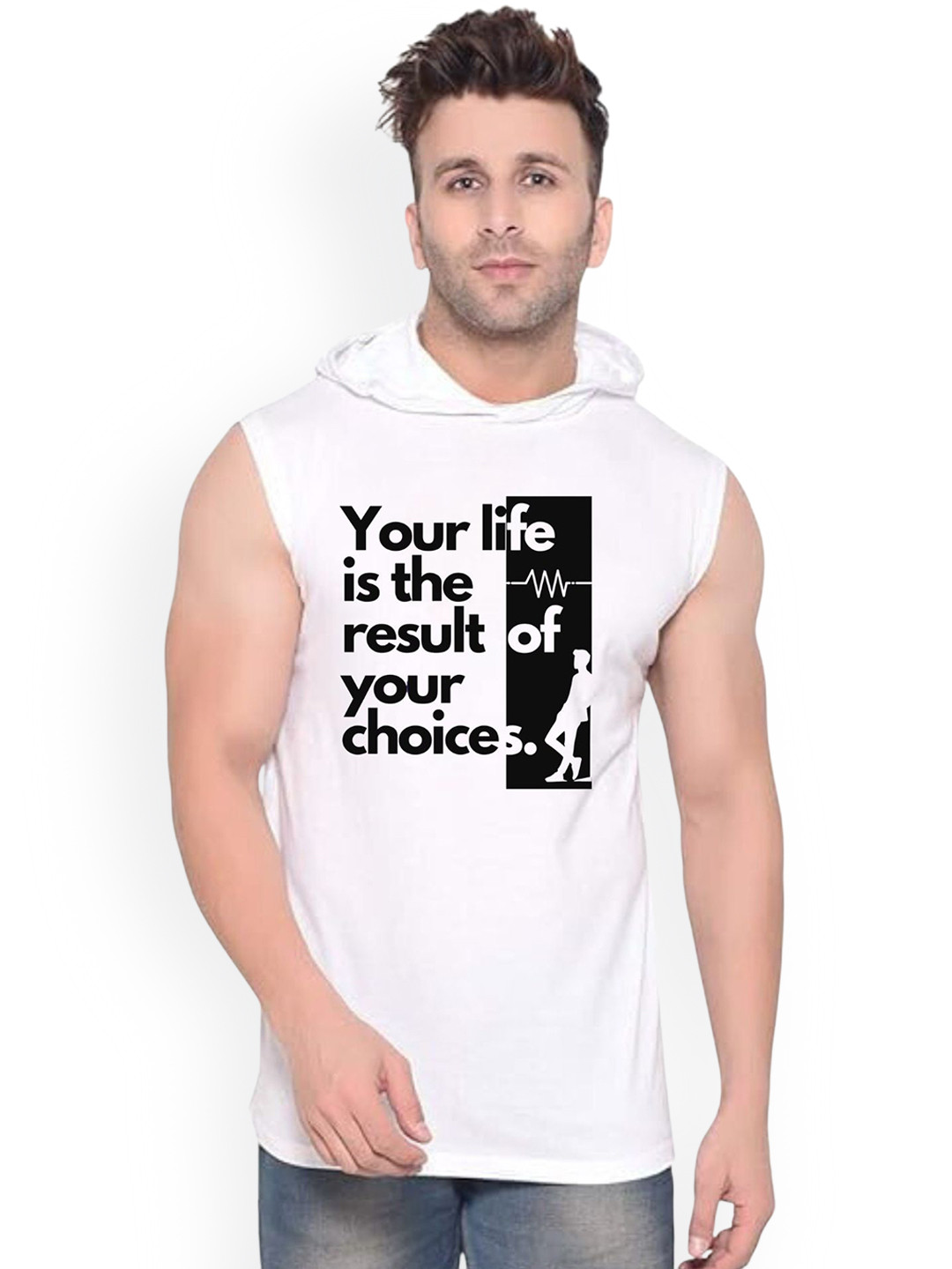 Fashnobic Your Life Printed Innerwear Gym Vest  K_Print-210_gym_vest White M